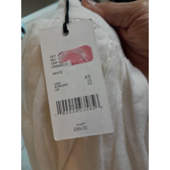 New Size XS 100% Linen Pleated Academia Preppy Coquette Mini Skater Skirt White - Picture 3 of 7